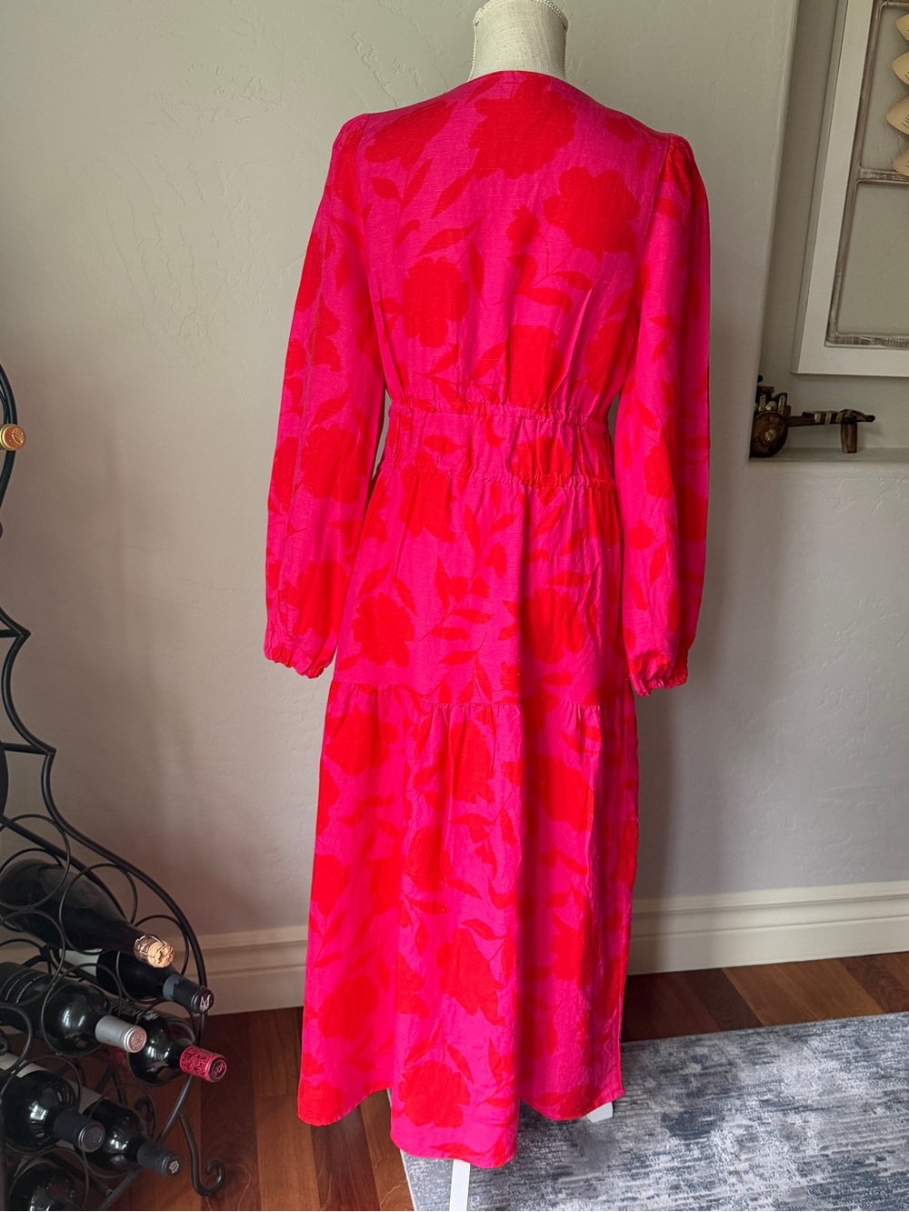 Kate Spade Women's floral Classic Rose Linen Long Sleeve Maxi Dress Size M - Picture 4 of 13